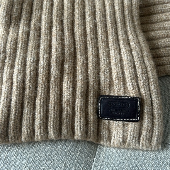 Coach Wool Blend Knit Creme Scarf One Size - Picture 3 of 5